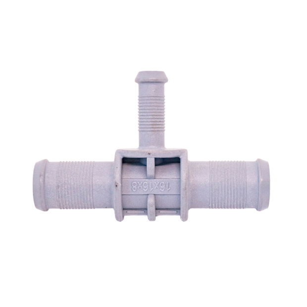 Plastic tee connector for low-pressure gases and liquids