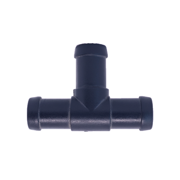 Plastic tee fitting for low-pressure gases and liquids