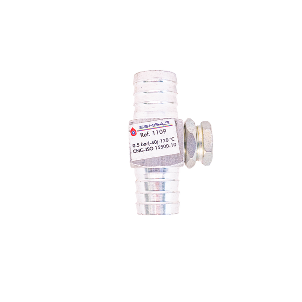 Tee connection for low-pressure gas hose