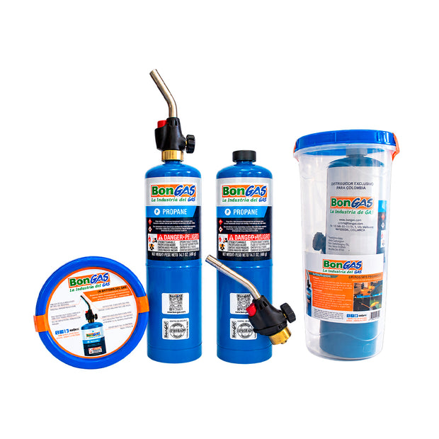 Portable propane kit plus adjustable torch with pilot
