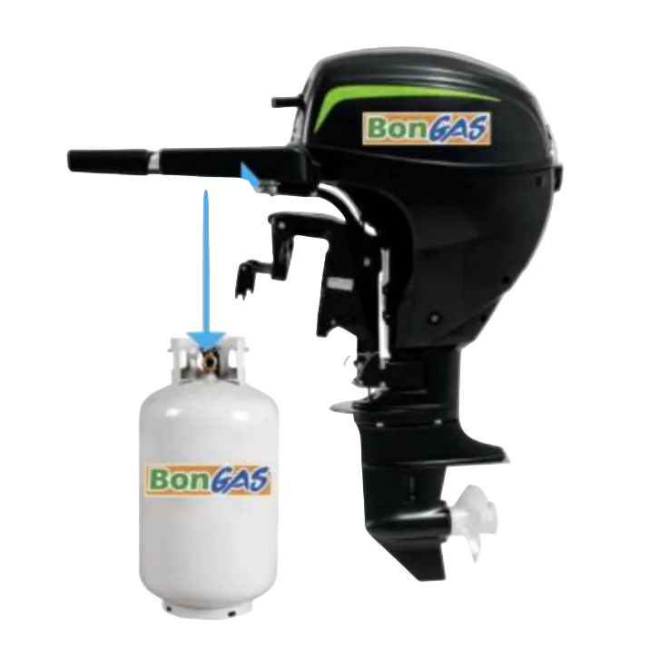 Motor fuera de borda de 9.9 HP Pata larga a Gas Propano - BonGAS - LEHR