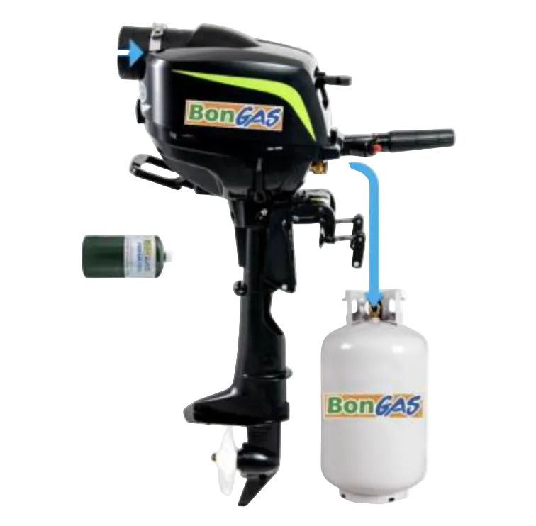 Motor fuera de borda de 2.5 HP 4 tiempos a Gas Propano - BonGAS - LEHR